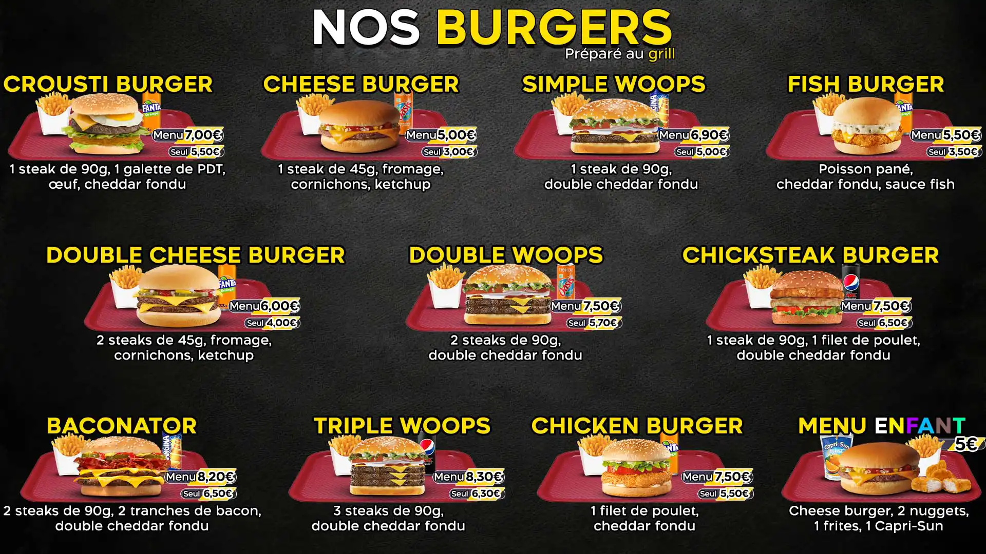 Menu Burger O'Délice Tourcoing