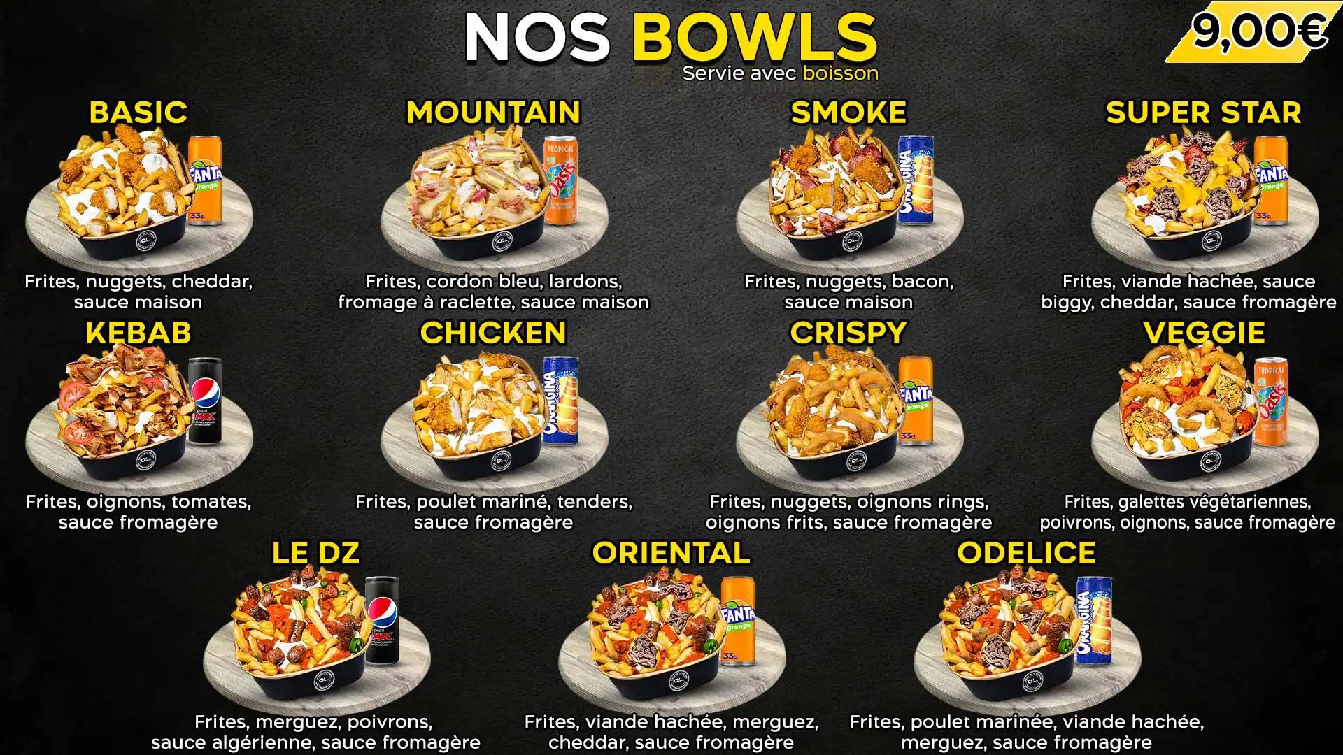 Menu Bowls O'Délice Tourcoing