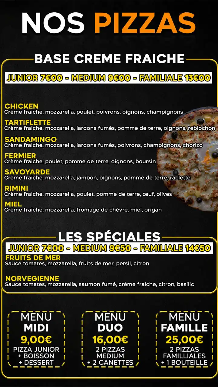 Menu Pizza Tourcoing