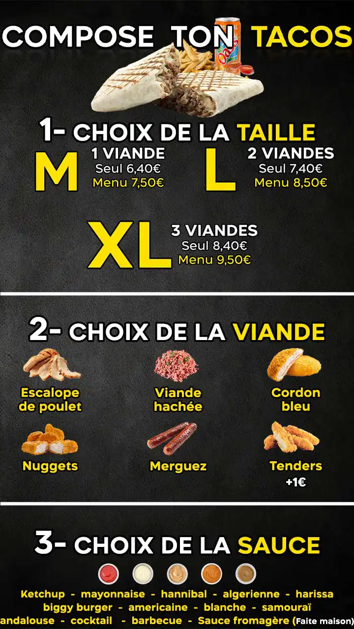 Menu T acos Tourcoing